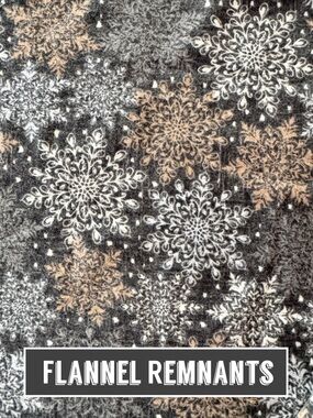 Snowflake Print Flannel Fabric Remnants Gray Tan Cream
